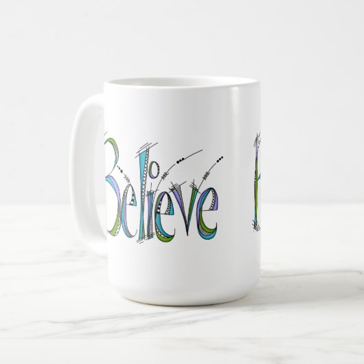 Whimsical Glaube Handschrift Kaffeetasse (Vorderseite Links)