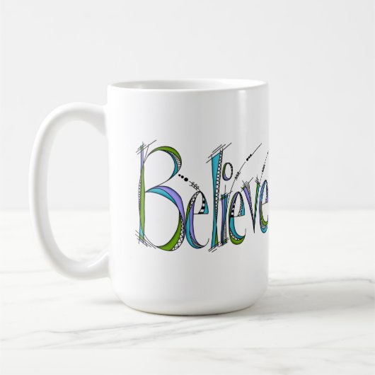 Whimsical Glaube Handschrift Kaffeetasse (Links)