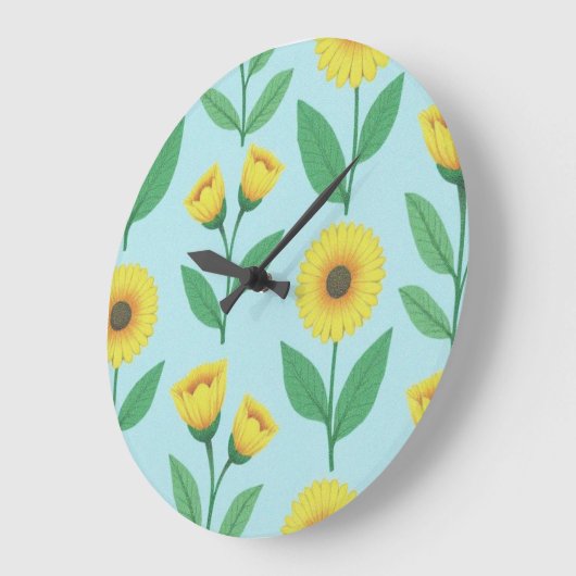 Whimsical Glee Bloom Große Wanduhr (Winkel)