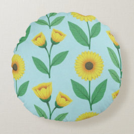 Whimsical Glee Bloom Rundes Kissen