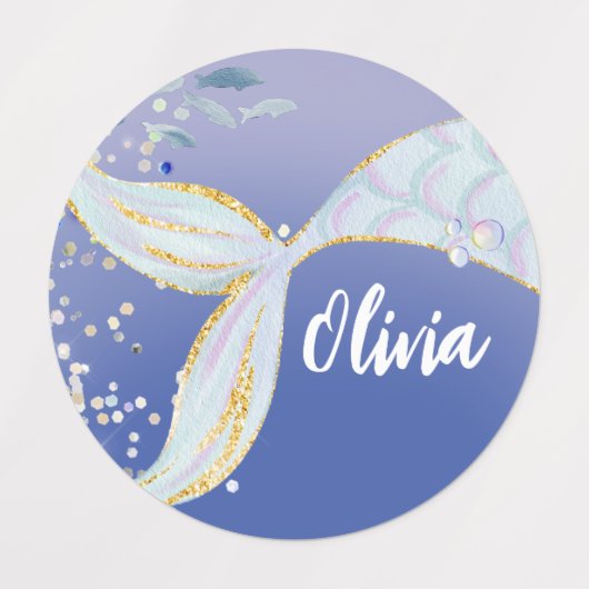 Whimsical Glitter Mermaid Beachy Under the Sea Etiketten (Design 1)