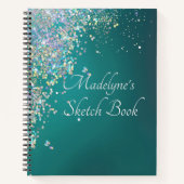 Whimsical Glittery Aquamarin Sketch Notebook Notizblock (Vorderseite)