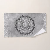 Whimsical Glittery Silver Lotus Mandala Badhandtuch Set (Handtuch)