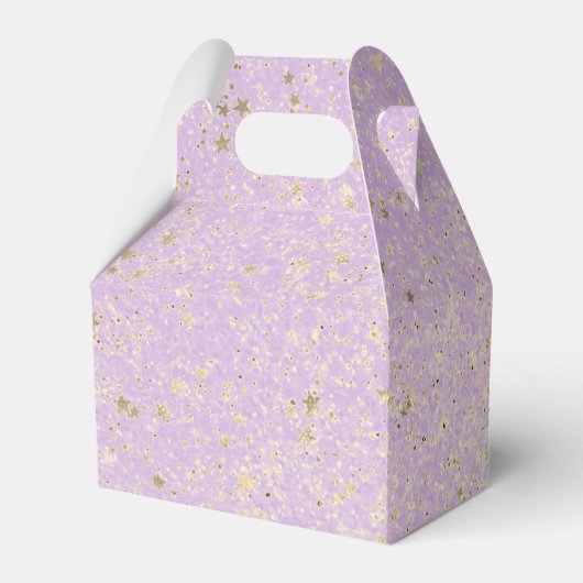 Whimsical Glittery Starry Lavender Favor Box Geschenkschachtel (Rückseite)