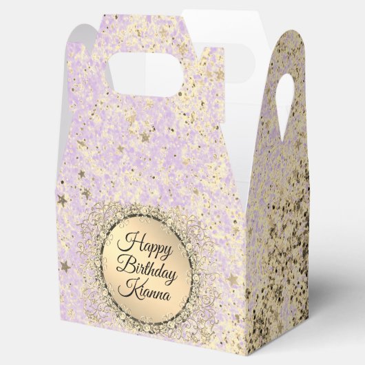Whimsical Glittery Starry Lavender Favor Box Geschenkschachtel (Geöffnet)