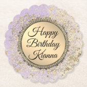 Whimsical Glittery Starry Lavender Geburtstag Untersetzer (Vorderseite)