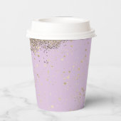 Whimsical Glittery Stars auf der Lavender Birthday Pappbecher (Rückseite)