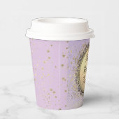 Whimsical Glittery Stars auf der Lavender Birthday Pappbecher (Rechts)