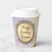 Whimsical Glittery Stars auf der Lavender Birthday Pappbecher (Vorderseite)