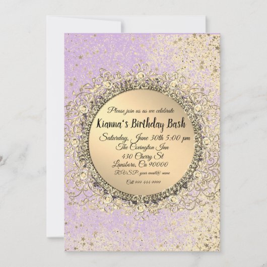 Whimsical Glittery Stars Flat Card Geburtstag (Vorderseite)