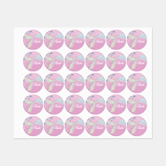 Whimsical Glitzer Meerjungjacht Etiketten (Blatt)