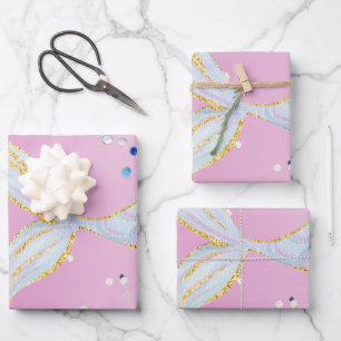 Whimsical Glitzer Meerjungjacht Geschenkpapier Set