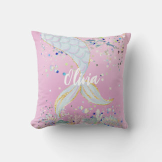 Whimsical Glitzer Meerjungjacht Kissen
