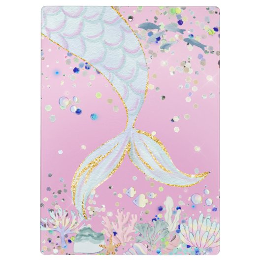 Whimsical Glitzer Meerjungjacht Klemmbrett (Rückseite)