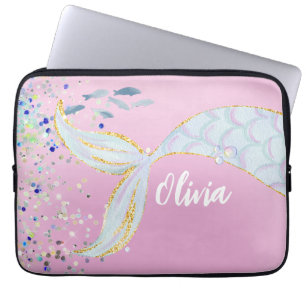 Whimsical Glitzer Meerjungjacht Laptopschutzhülle