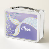 Whimsical Glitzer Meerjungjacht Metall Brotdose (Rückseite)