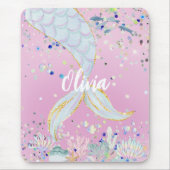 Whimsical Glitzer Meerjungjacht Mousepad (Vorne)