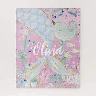 Whimsical Glitzer Meerjungjacht Puzzle