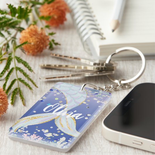 Whimsical Glitzer Meerjungjacht Schlüsselanhänger (Vorderseite rechts)