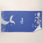 Whimsical Glitzer Meerjungjacht Strandtuch (Vorderseite)