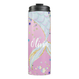 Whimsical Glitzer Meerjungjacht Thermosbecher