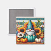 Whimsical Gnome Amidst Sonnenblumen und Pumpkins Magnet (Vorderseite/Rückseite)