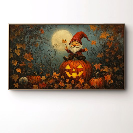 Whimsical Gnome auf einem Jack O' Lantern Poster