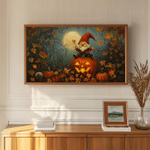 Whimsical Gnome auf einem Jack O' Lantern Poster