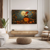 Whimsical Gnome auf einem Jack O' Lantern Poster