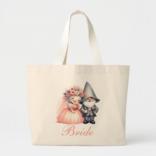 Whimsical Gnome Bride Wedding Tote Beutel Geschenk Jumbo Stoffbeutel (Vorne)
