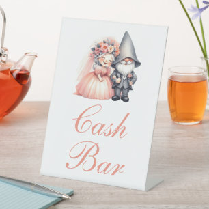 Whimsical Gnome Cash Bar Rustic Wedding Orange Sockelschild