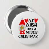 Whimsical Gnome - Frohe Weihnachtsherzen Button (Vorne & Hinten)