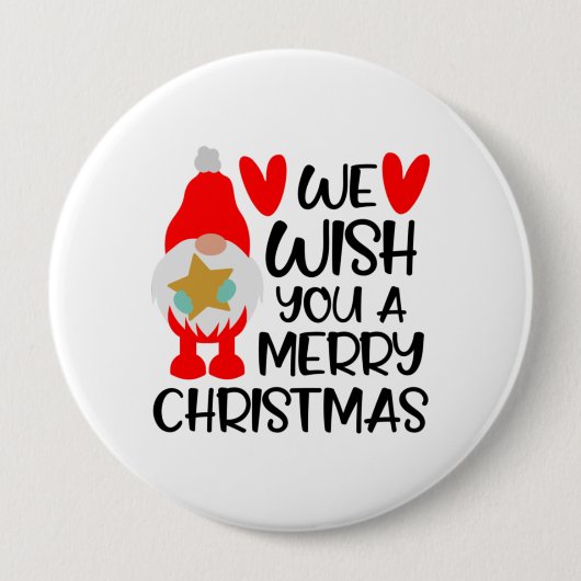 Whimsical Gnome - Frohe Weihnachtsherzen Button (Vorderseite)