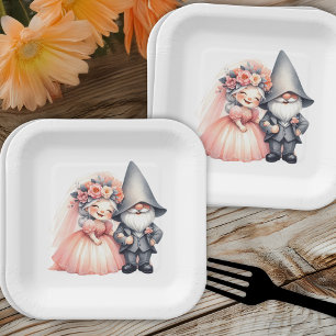 Whimsical Gnome Garden Woodland Orange Wedding Pappteller