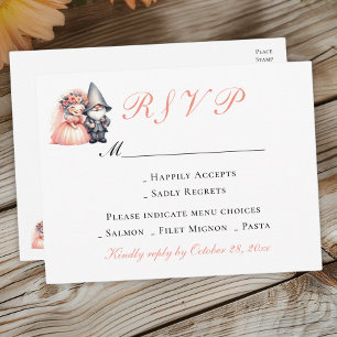 Whimsical Gnome Garden Woodland Wedding RSVP Einladungspostkarte