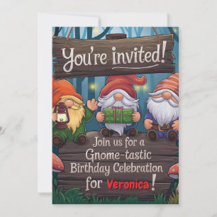 Whimsical Gnome Geburtstag, Niedliches waldthemati Einladung