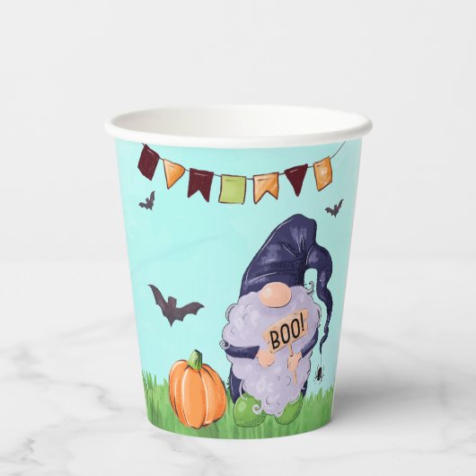 Whimsical Gnome Halloween Pappbecher (Rückseite)