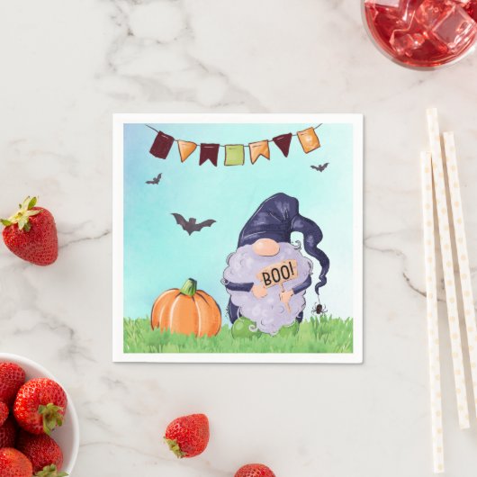 Whimsical Gnome Happy Halloween Serviette (Beispiel)