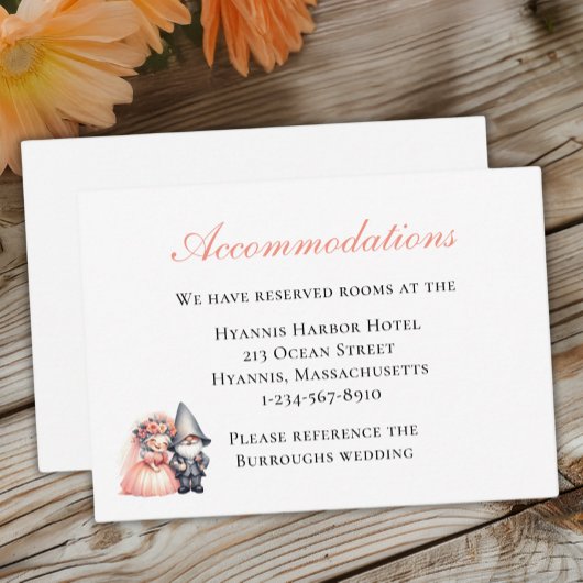 Whimsical Gnome Hochzeitsunterkunft Woodland Begleitkarte