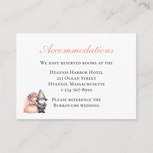 Whimsical Gnome Hochzeitsunterkunft Woodland Begleitkarte (Vorderseite)