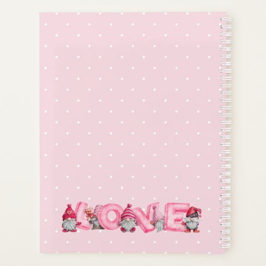 Whimsical Gnome in Teecup Herz und Blume Planer (Rückseite)