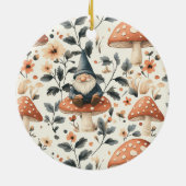 Whimsical Gnome & Mushroom Verzauberung Wald Keramik Ornament (Hinten)