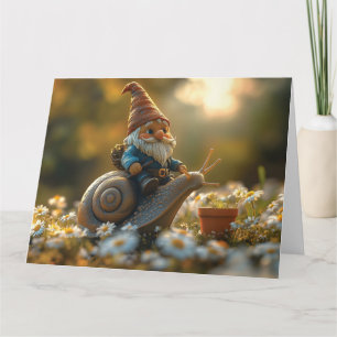 Whimsical Gnome on Snail Ride Magische Gartenlands Karte