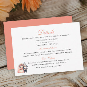 Whimsical Gnome Orange Garden Wedding Details Begleitkarte