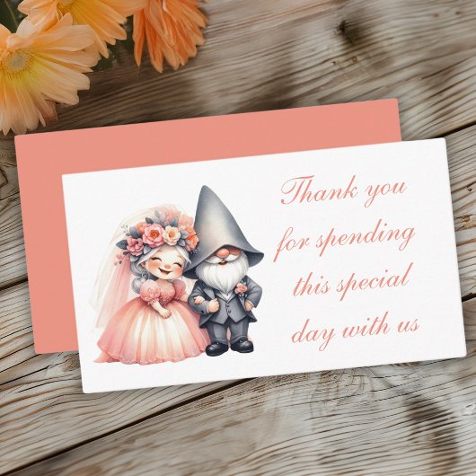 Whimsical Gnome Orange Garden Wedding Platzkarte