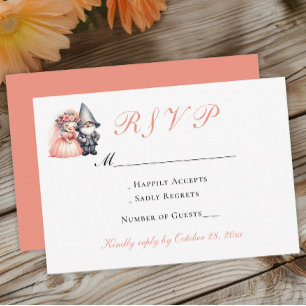 Whimsical Gnome Orange Woodland Wedding RSVP Karte