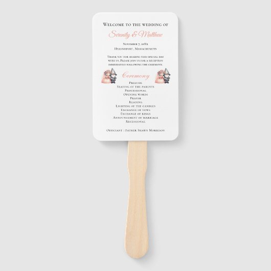 Whimsical Gnome Wald Hochzeit Programm Fächer (Vorderseite)