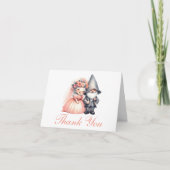 Whimsical Gnome Wedding Danke Orange Woodland Karte (Vorderseite)