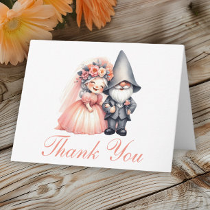 Whimsical Gnome Wedding Danke Orange Woodland Karte