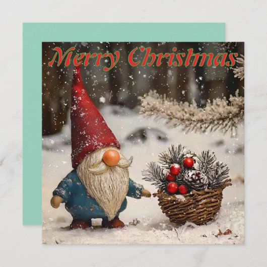 Whimsical Gnome Weihnachtskarte Feiertagskarte (Vorne/Hinten)